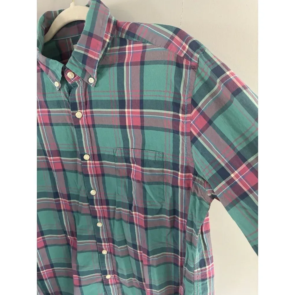 J. Crew Summer‎ Plaid Button Down Shirt Men's Size Large Business Casual